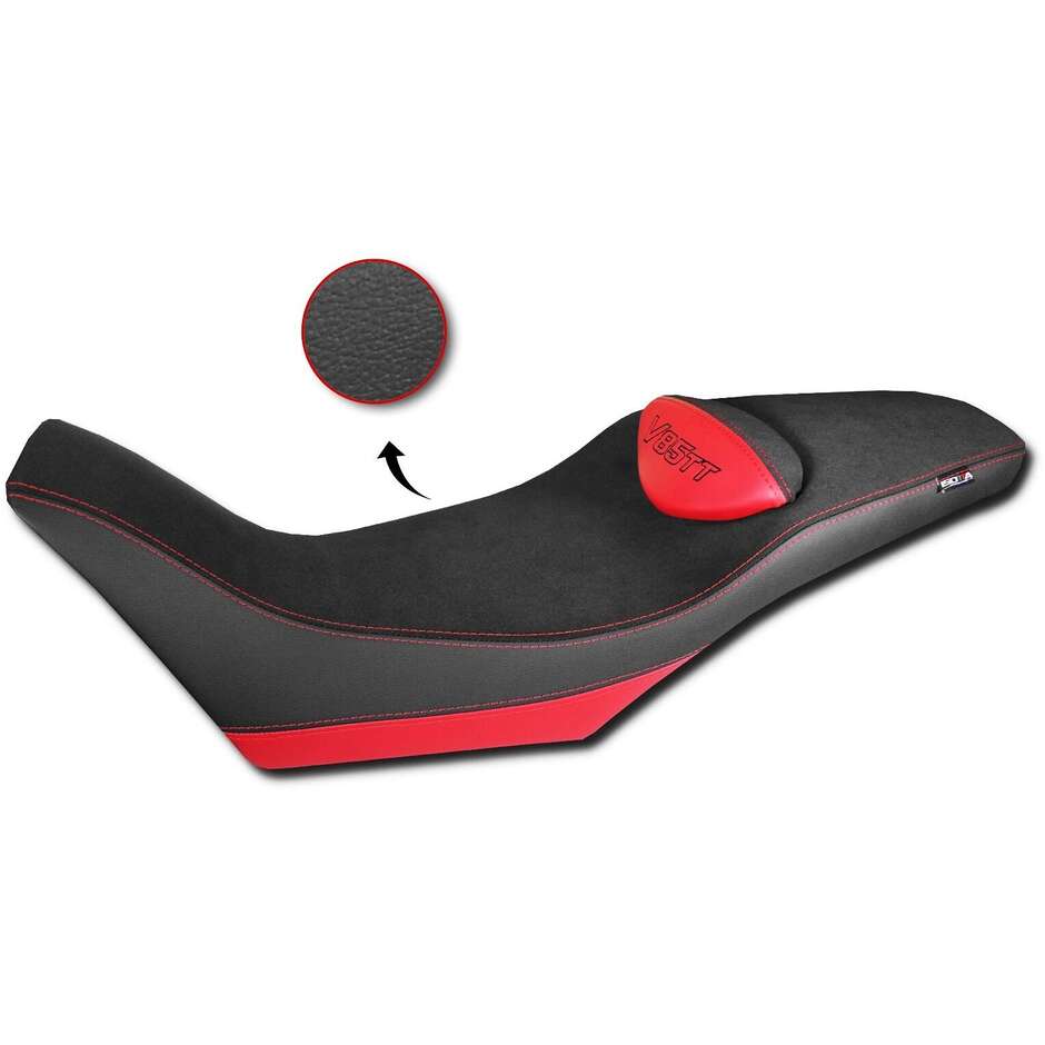 Rivestimento Sella Confort Isotta in Fibra 3D Moto Guzzi V85 TT Dal 2019 Nero Particolari Rossi