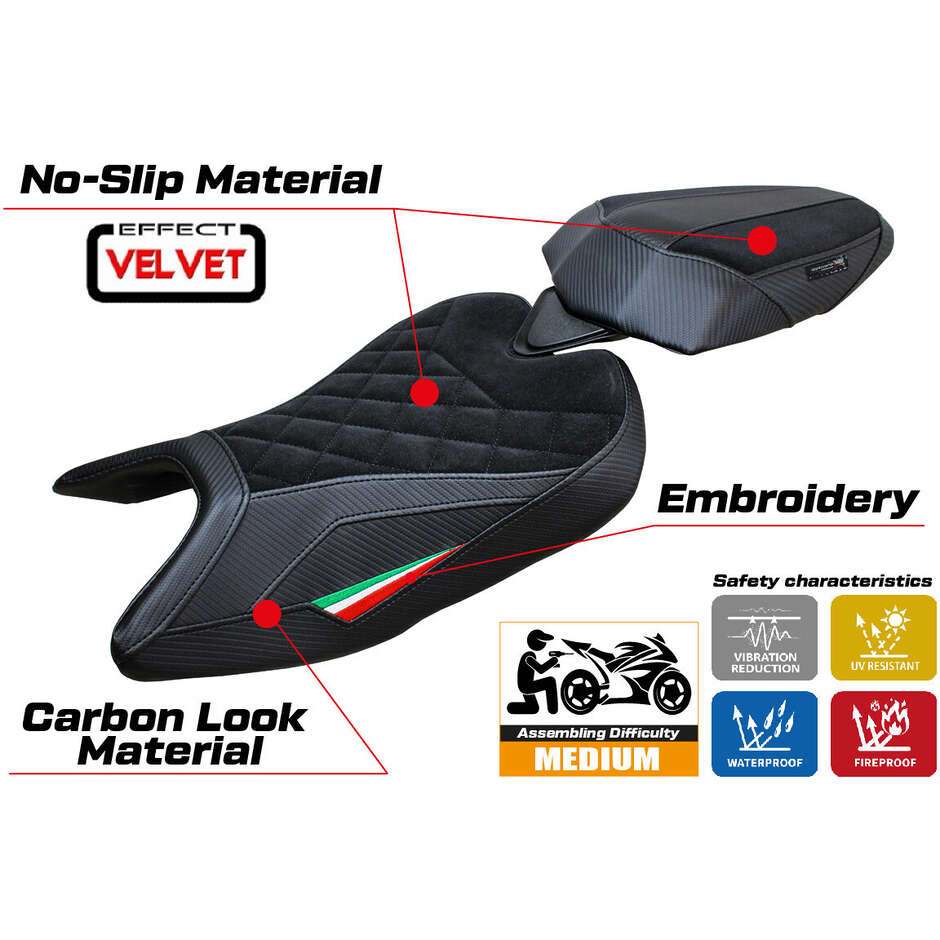 Rivestimento Sella TPZ Italia Specifico Per Aprilia RS 457 2023-2025 Modello Bezz Velvet Special Edition