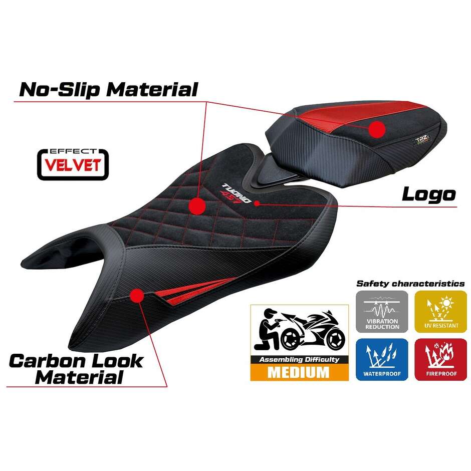 Rivestimento Sella TPZ Italia Specifico Per Aprilia Tuono 457 2025 Modello Vignesh Velvet Special Edition