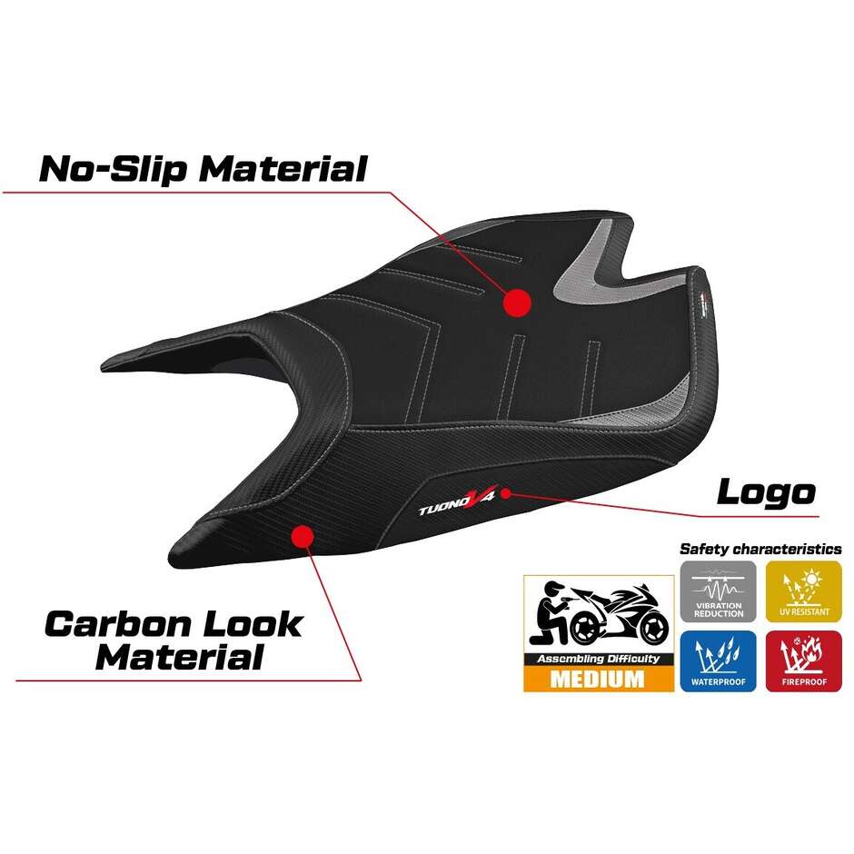 Rivestimento Sella TPZ Italia Specifico Per Aprilia Tuono V4 Factory 2021-2025 Modello Nashua Ultragrip