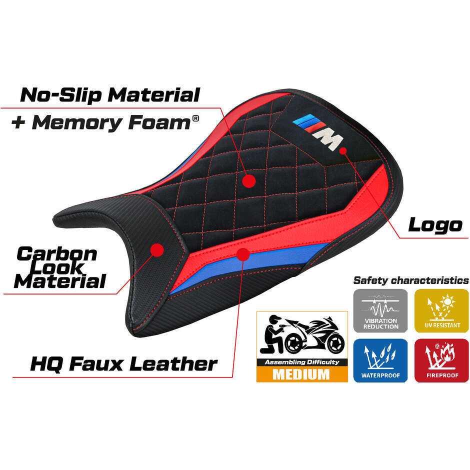 Rivestimento Sella TPZ Italia Specifico Per BMW M 1000 RR 2021 - 2022 Modello Kiel Velvet Comfort System