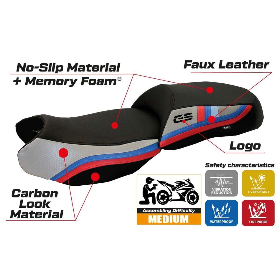 Rivestimento Sella TPZ Italia Specifico Per BMW R 1200 GS 2013 - 2018 Modello Heating Comfort System