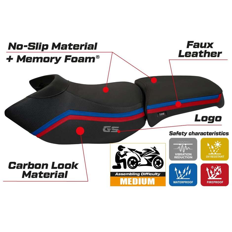 Rivestimento Sella TPZ Italia Specifico Per BMW R 1200 GS Adventure 2006 - 2012 Modello Ionia 1 Comfort System