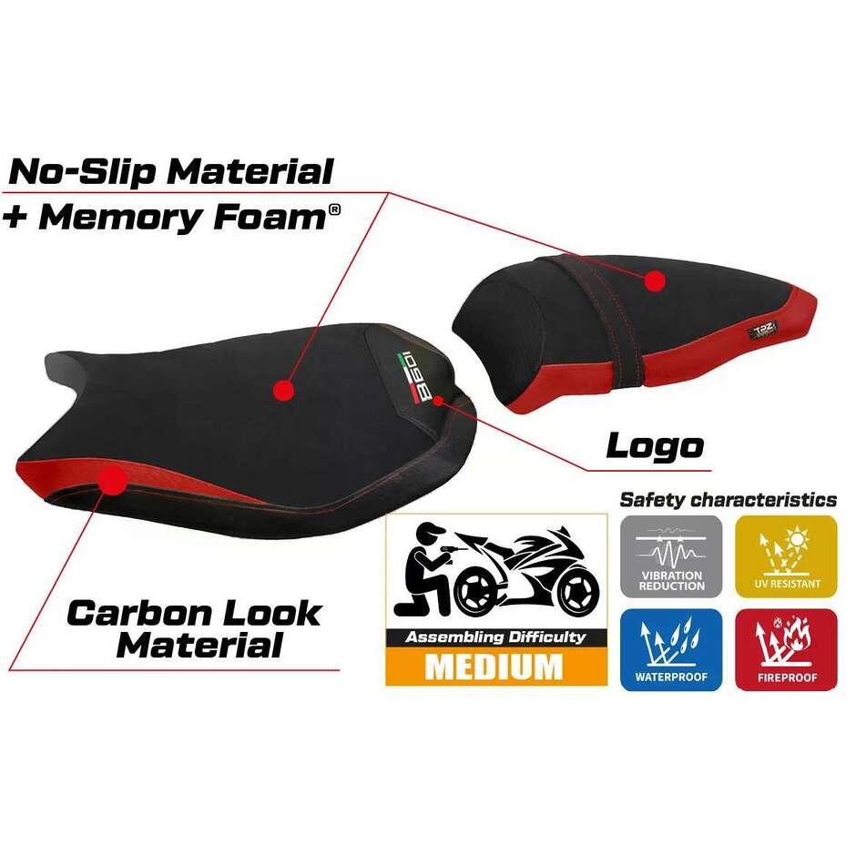Rivestimento Sella TPZ Italia Specifico Per Ducati 848 / 1098 / 1198 2007  2013 Modello Cervia Velvet Comfort System