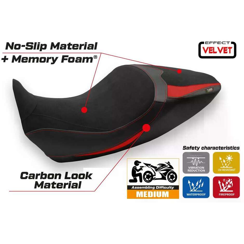 Rivestimento Sella TPZ Italia Specifico Per Ducati Diavel 1260 2019  2022 Modello Saranda 1 Velvet Comfort System