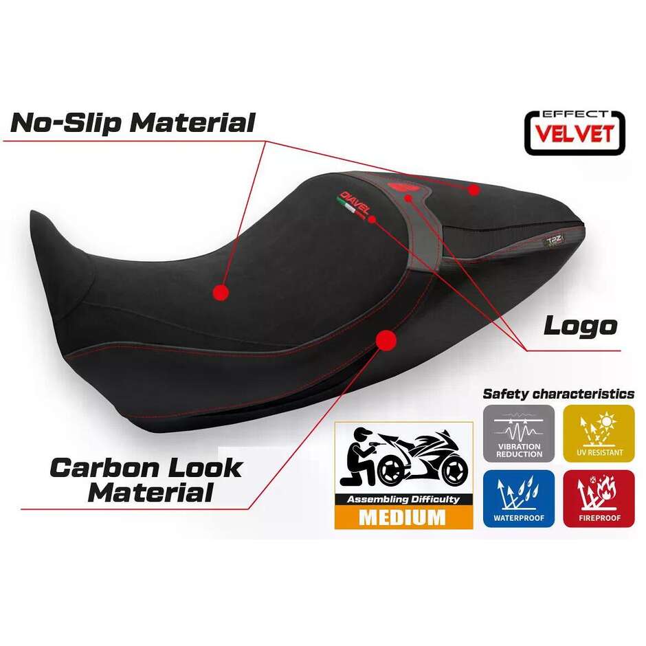 Rivestimento Sella TPZ Italia Specifico Per Ducati Diavel 1260 2019  2022 Modello Saranda 1 Velvet