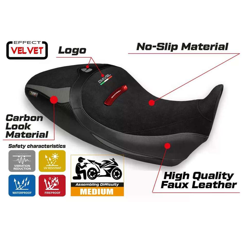 Rivestimento Sella TPZ Italia Specifico Per Ducati Diavel 1260 S 2019  2022 Modello Braila 1 Velvet