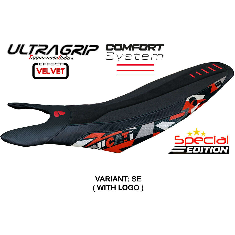 Rivestimento Sella TPZ Italia Specifico Per Ducati Hypermotard 698 Mono 20242025 Modello Cairoli special Velvet Ultragrip Comfort System