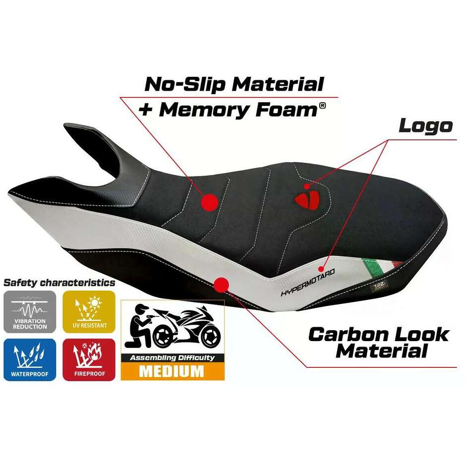 Rivestimento Sella TPZ Italia Specifico Per Ducati Hypermotard 796 / 1100 / 1100 EVO 2007  2012 Modello Medea 2 Comfort System