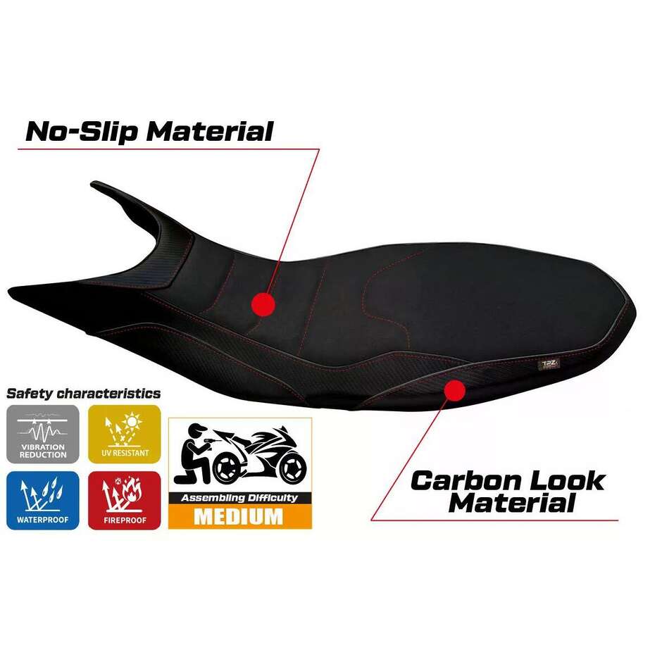 Rivestimento Sella TPZ Italia Specifico Per Ducati Hypermotard 821 / 939 2013  2018 Modello Megara 1 Ultragrip