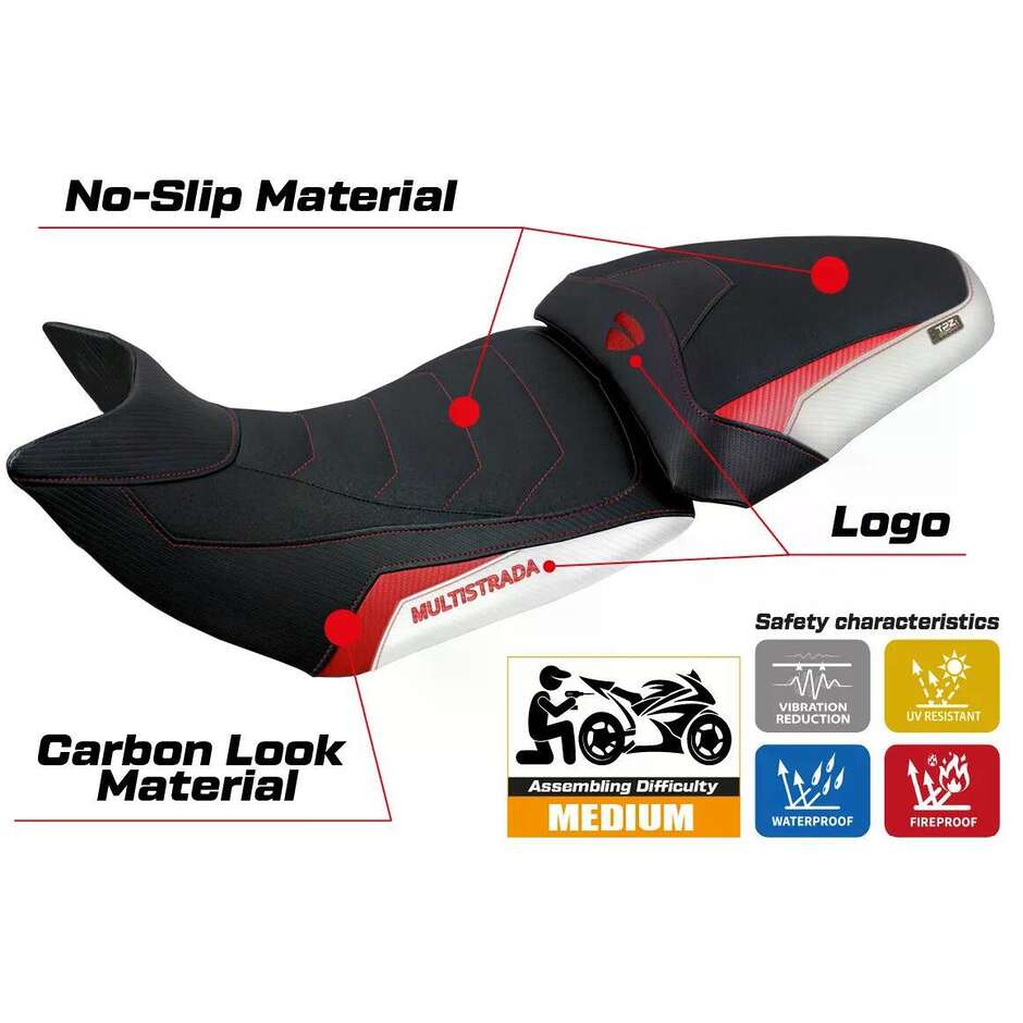 Rivestimento Sella TPZ Italia Specifico Per Ducati Multistrada 1200 / 1260 2015  2020 Modello Jazan Ultragrip