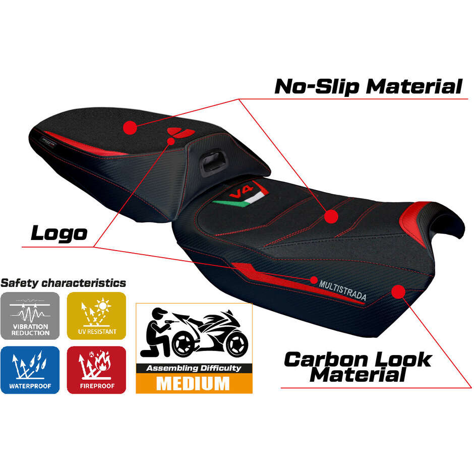 Rivestimento Sella TPZ Italia Specifico Per Ducati Multistrada V4 Rally 20232025 Modello Jesi Ultragrip