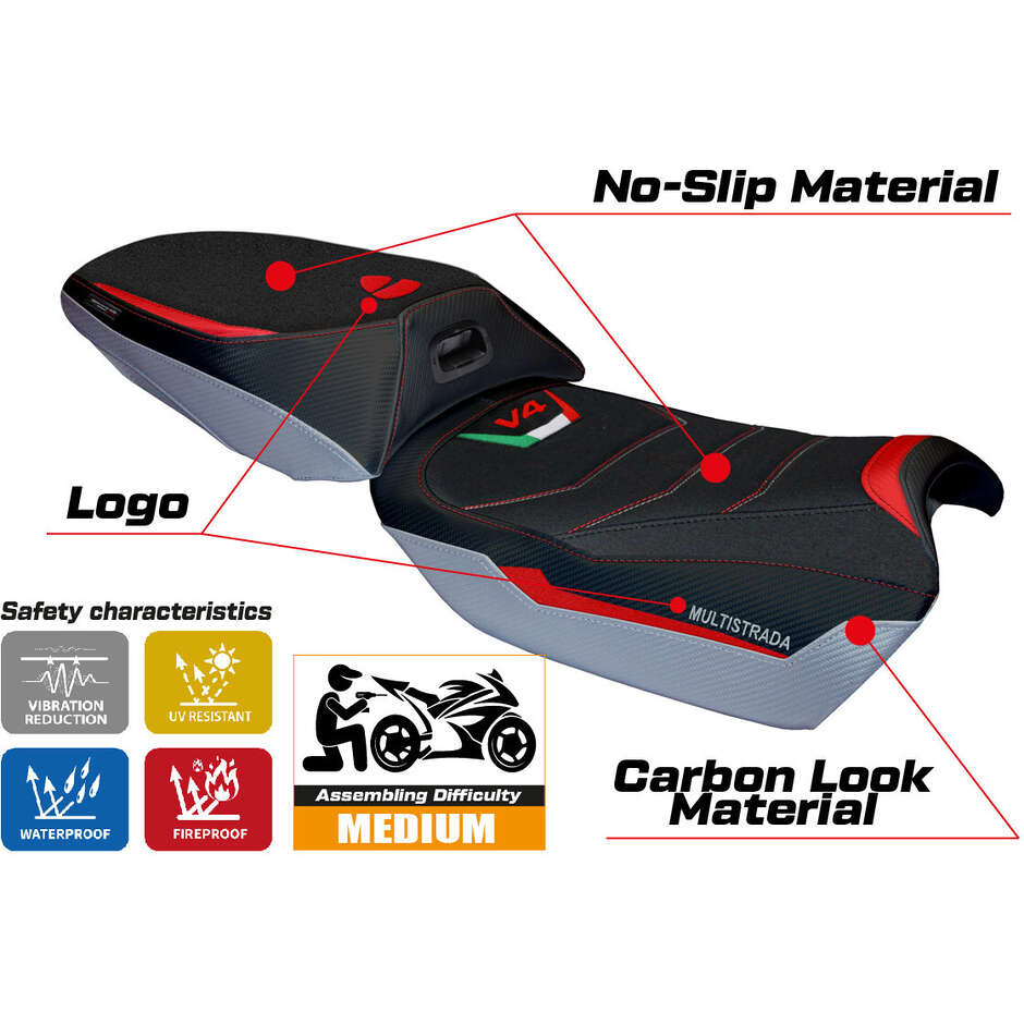 Rivestimento Sella TPZ Italia Specifico Per Ducati Multistrada V4 Rally 20232025 Modello Jesi Ultragrip