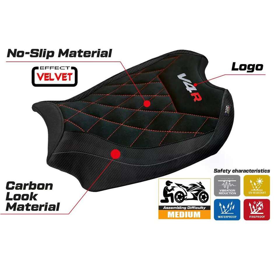 Rivestimento Sella TPZ Italia Specifico Per Ducati Panigale V4 2018  2024 Modello Harbin Velvet