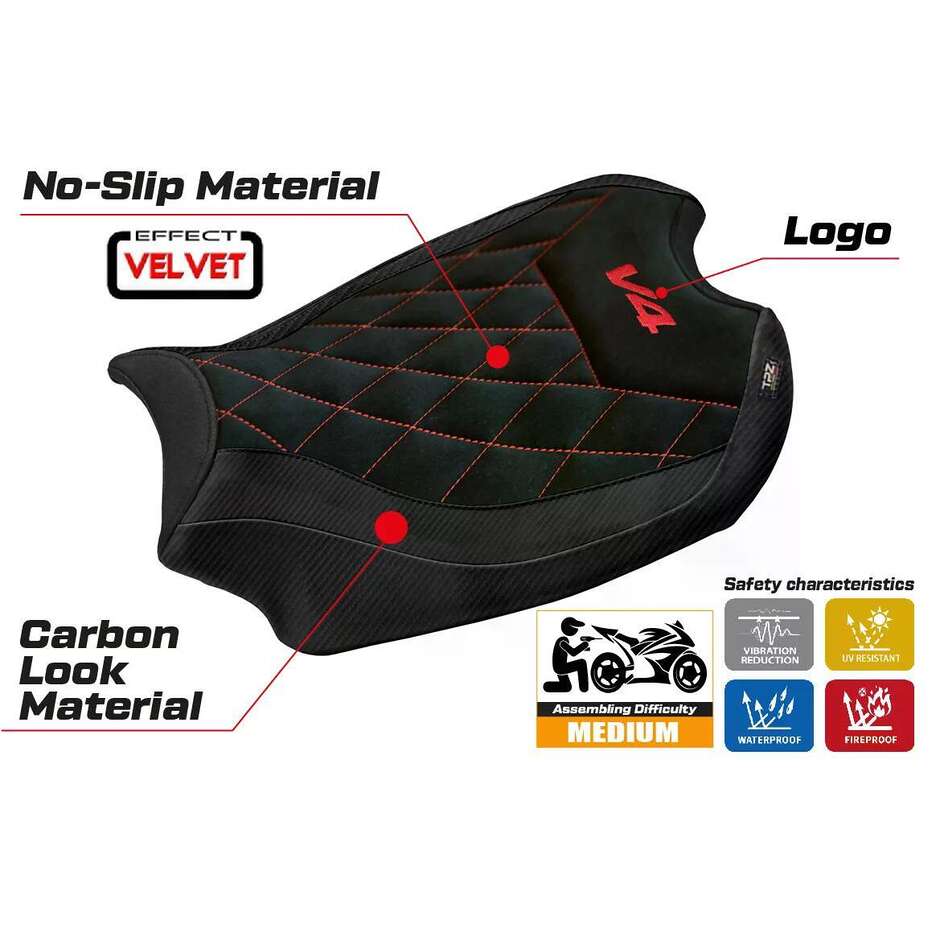 Rivestimento Sella TPZ Italia Specifico Per Ducati Panigale V4 2018  2024 Modello Harbin Velvet