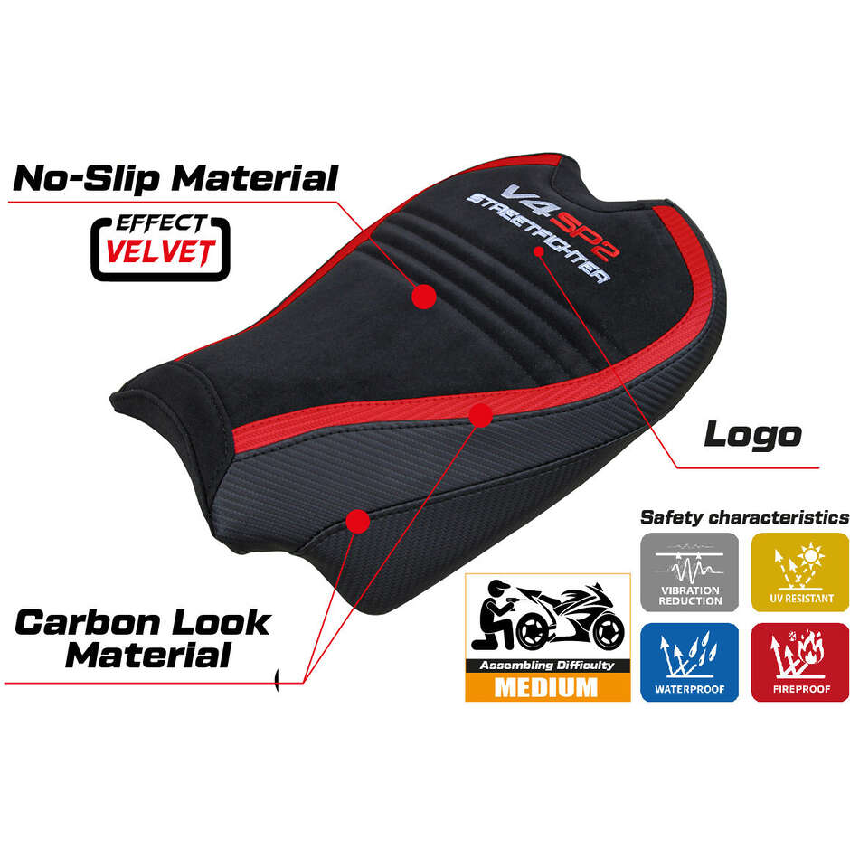 Rivestimento Sella TPZ Italia Specifico Per Ducati Streetfighter V4 2020  2024 Modello Areion Velvet Special Edition