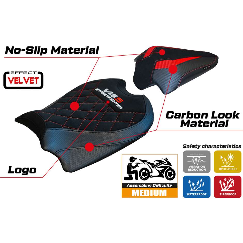 Rivestimento Sella TPZ Italia Specifico Per Ducati Streetfighter V4 2020  2024 Modello Osaka Velvet
