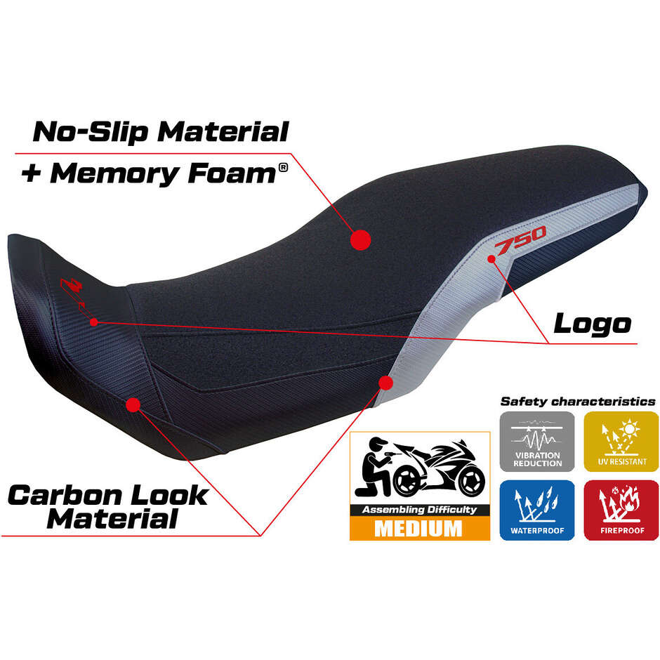 Rivestimento Sella TPZ Italia Specifico Per Honda Transalp 750 2023-2025 Modello Malmo Ultragrip Comfort System