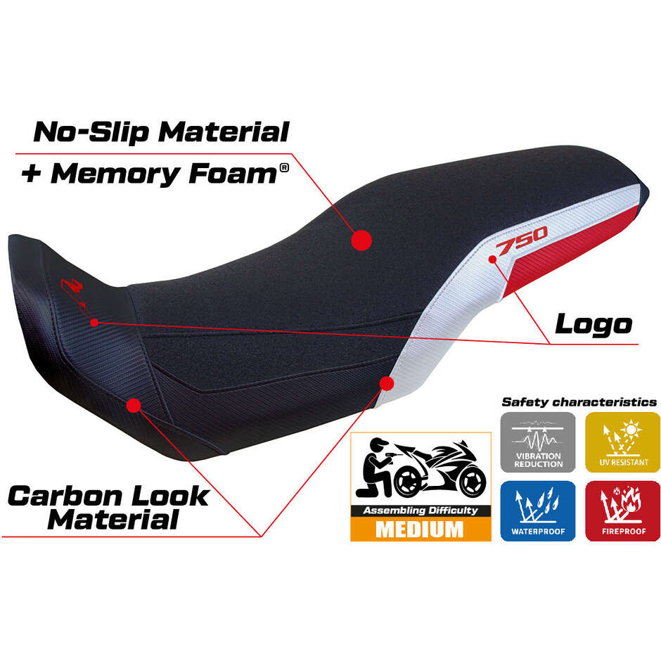 Rivestimento Sella TPZ Italia Specifico Per Honda Transalp 750 2023-2025 Modello Malmo Ultragrip Comfort System