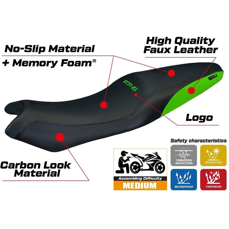 Rivestimento Sella TPZ Italia Specifico Per Kawasaki ER-6N / ER-6F 2005-2011 Modello London Comfort System