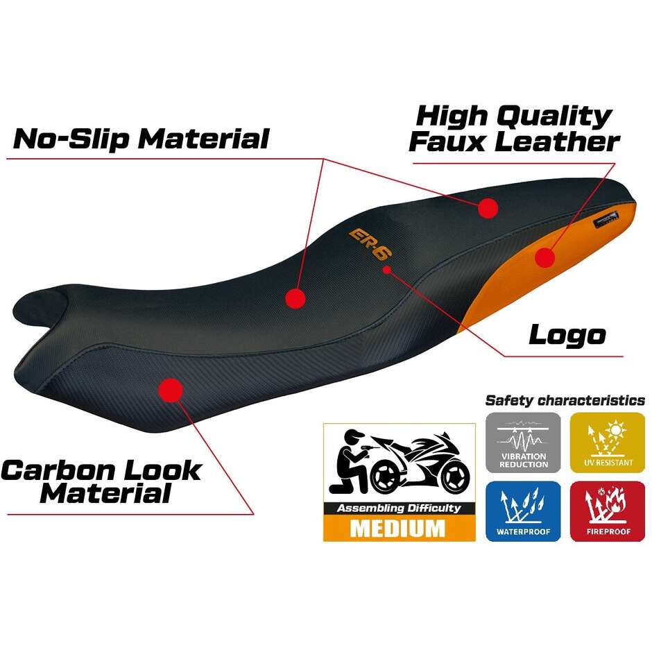 Rivestimento Sella TPZ Italia Specifico Per Kawasaki ER-6N / ER-6F 2005-2011 Modello London