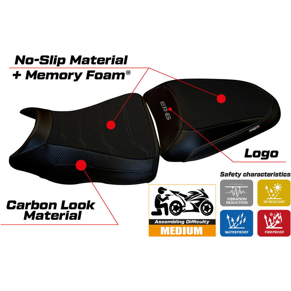 Rivestimento Sella TPZ Italia Specifico Per Kawasaki ER-6N / ER-6F 2012 - 2016 Modello Dayton 1 Comfort System
