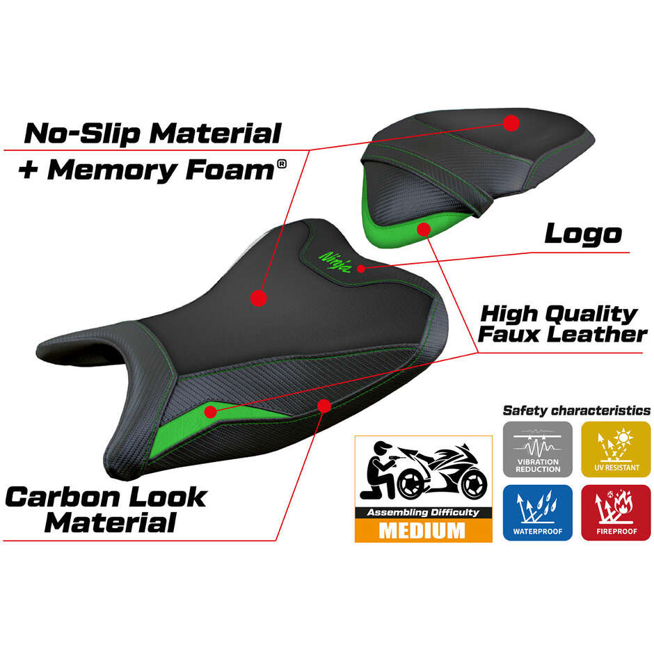 Rivestimento Sella TPZ Italia Specifico Per Kawasaki Ninja 400 2018 - 2023 Modello Ribera Comfort System