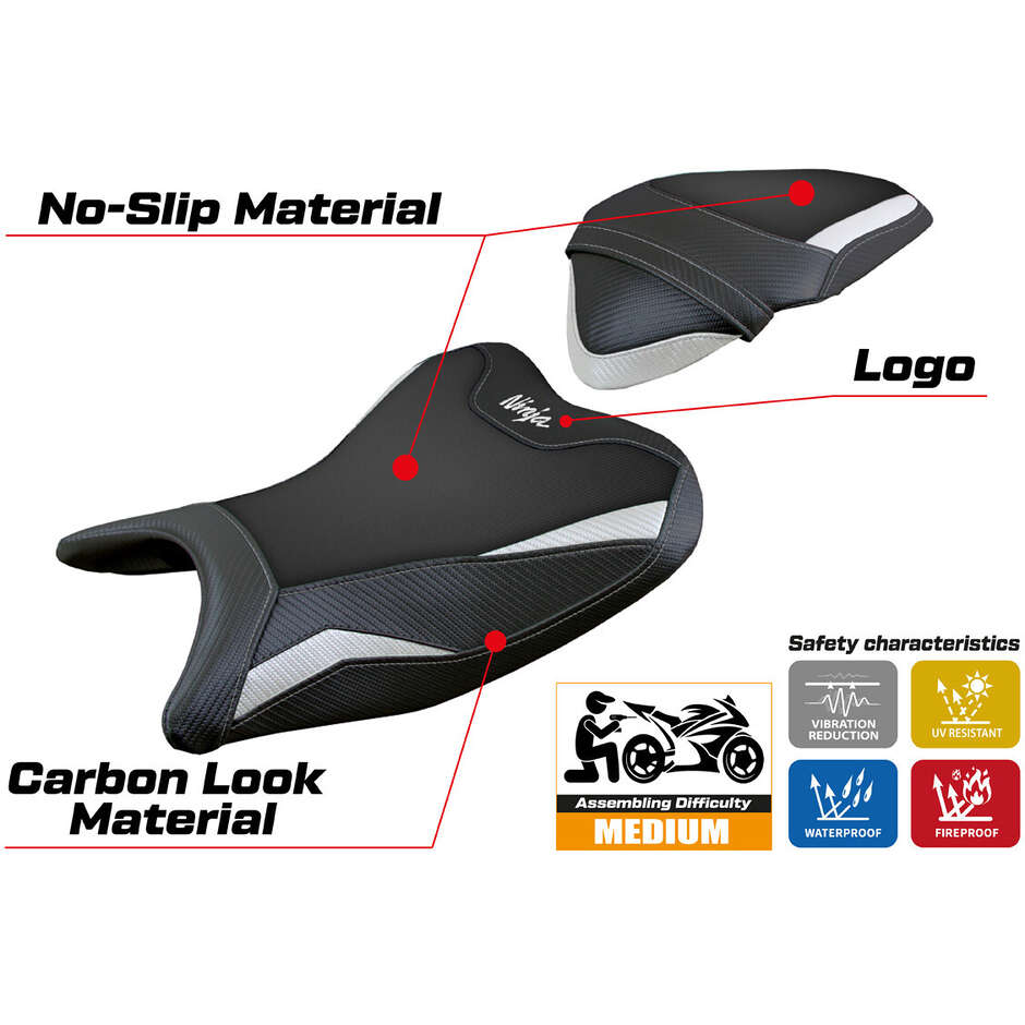 Rivestimento Sella TPZ Italia Specifico Per Kawasaki Ninja 400 2018 - 2023 Modello Ribera