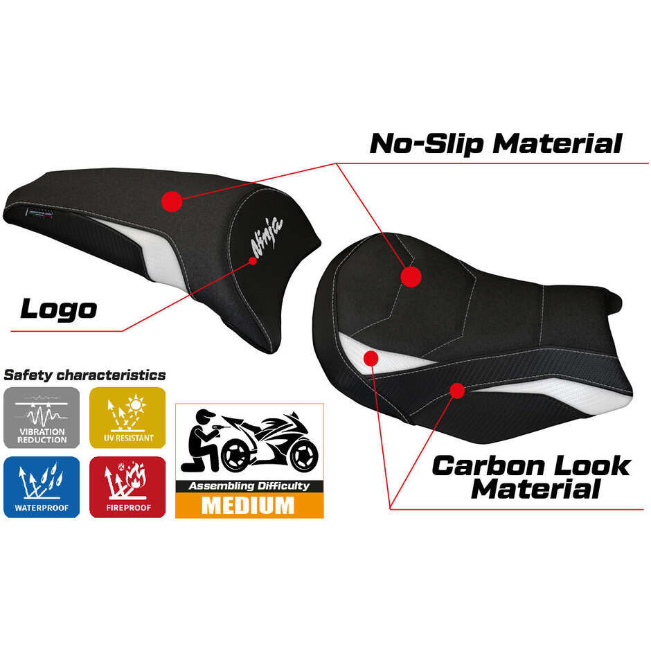 Rivestimento Sella TPZ Italia Specifico Per Kawasaki Ninja 650 2017-2025 Modello Sihu Ultragrip