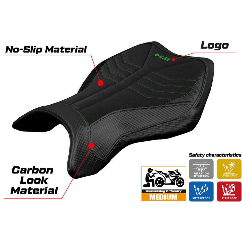 Rivestimento Sella TPZ Italia Specifico Per Kawasaki Ninja H2 R 2015-2025 Modello MadMax Ultragrip