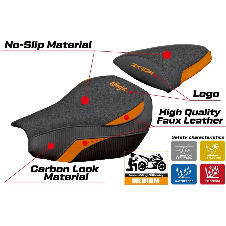 Rivestimento Sella TPZ Italia Specifico Per Kawasaki Ninja ZX 10 R 2006-2007 Modello Goku Ultragrip