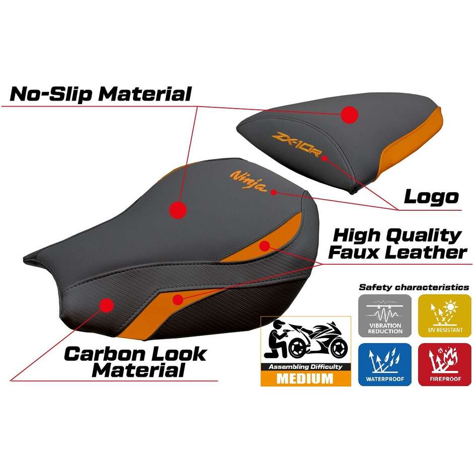 Rivestimento Sella TPZ Italia Specifico Per Kawasaki Ninja ZX 10 R 2006-2007 Modello Goku