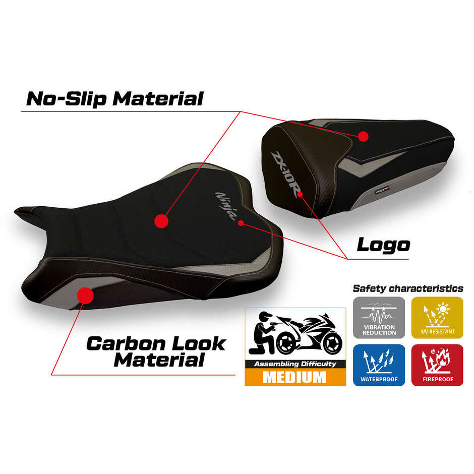 Rivestimento Sella TPZ Italia Specifico Per Kawasaki Ninja ZX 10 R 2008 - 2010 Modello Quito 2 Ultragrip