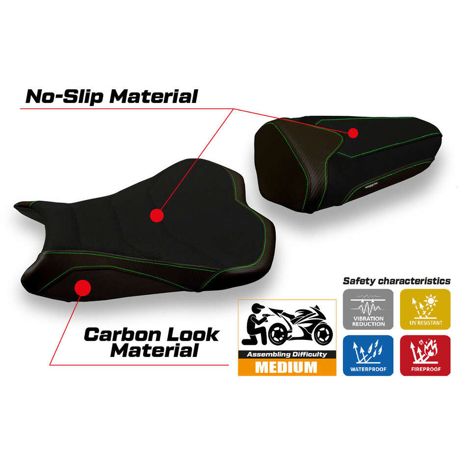 Rivestimento Sella TPZ Italia Specifico Per Kawasaki Ninja ZX 10 R 2008 - 2010 Modello Quito 2 Ultragrip