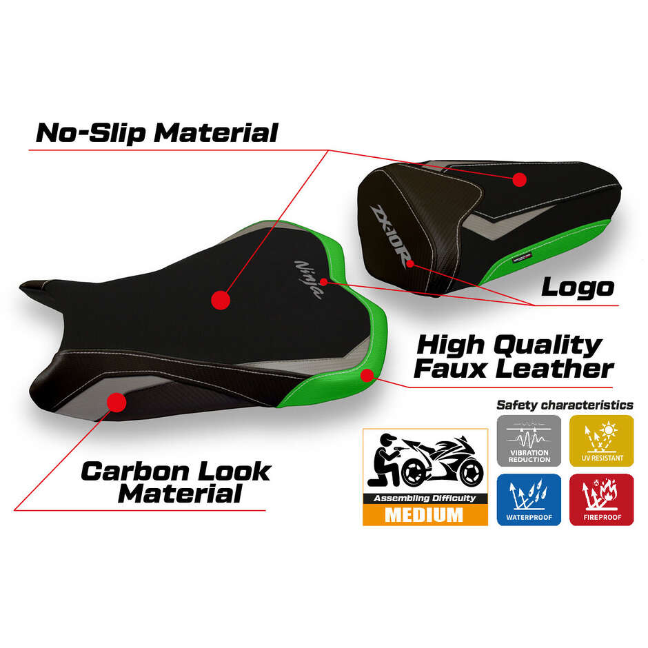 Rivestimento Sella TPZ Italia Specifico Per Kawasaki Ninja ZX 10 R 2008 - 2010 Modello Riga Special Color