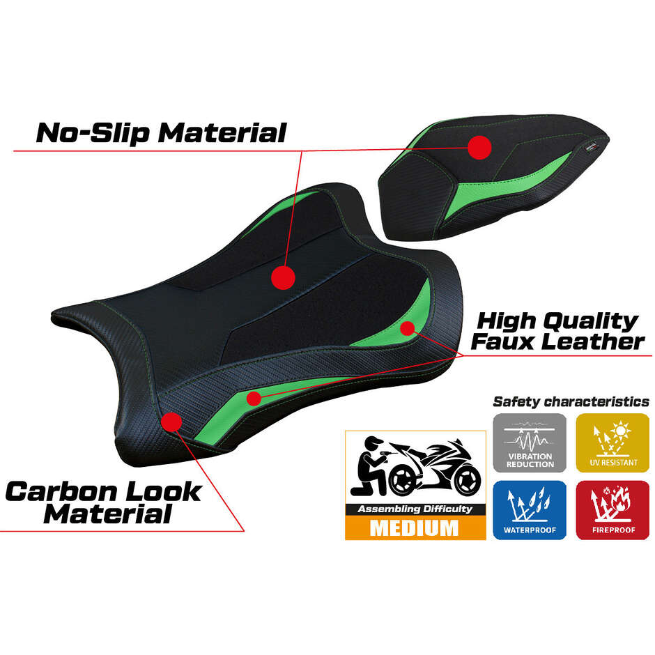 Rivestimento Sella TPZ Italia Specifico Per Kawasaki Ninja ZX 10 R 2021-2025 Modello Dexter Ultragrip