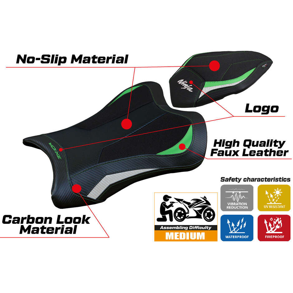 Rivestimento Sella TPZ Italia Specifico Per Kawasaki Ninja ZX 10 R 2021-2025 Modello Dexter Ultragrip