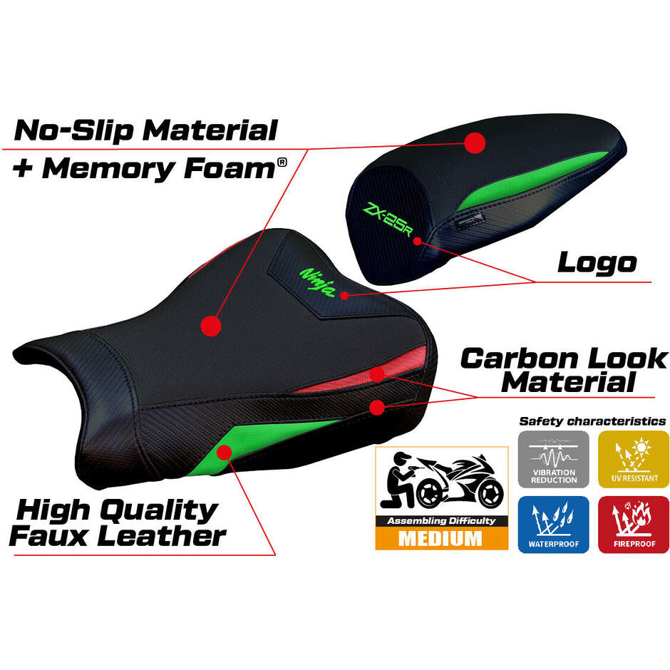 Rivestimento Sella TPZ Italia Specifico Per Kawasaki Ninja ZX 25 R  2020-2025 Modello Hermes Comfort System
