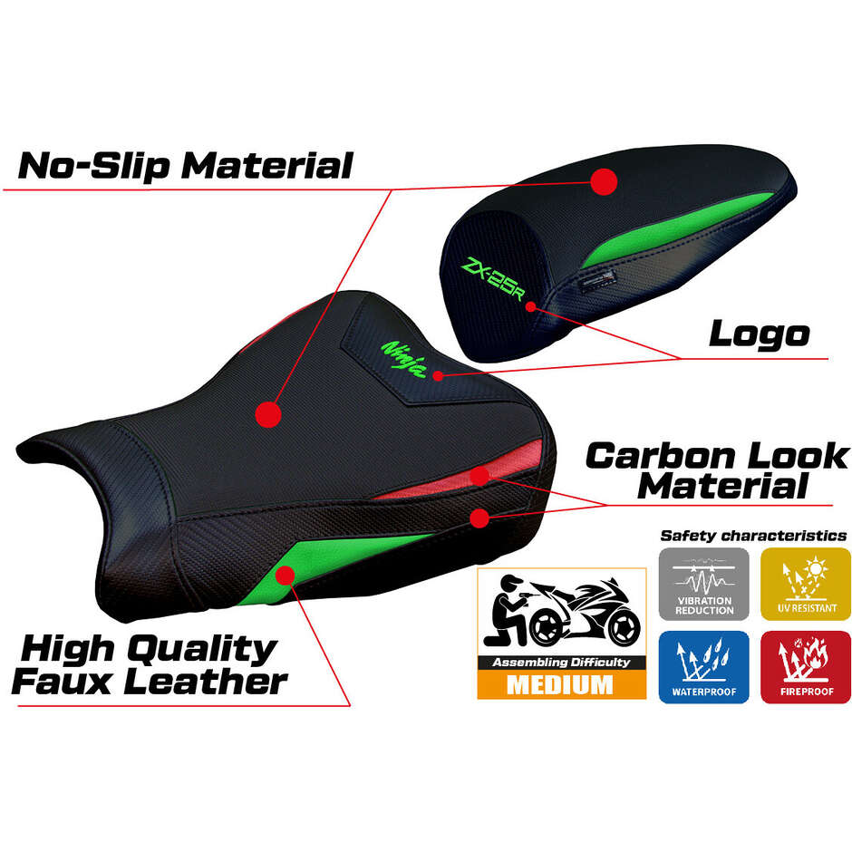 Rivestimento Sella TPZ Italia Specifico Per Kawasaki Ninja ZX 25 R  2020-2025 Modello Hermes