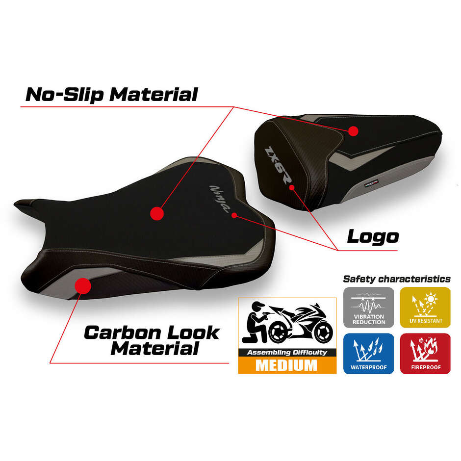 Rivestimento Sella TPZ Italia Specifico Per Kawasaki Ninja ZX 6 R 2009 - 2012 Modello Sandy 2