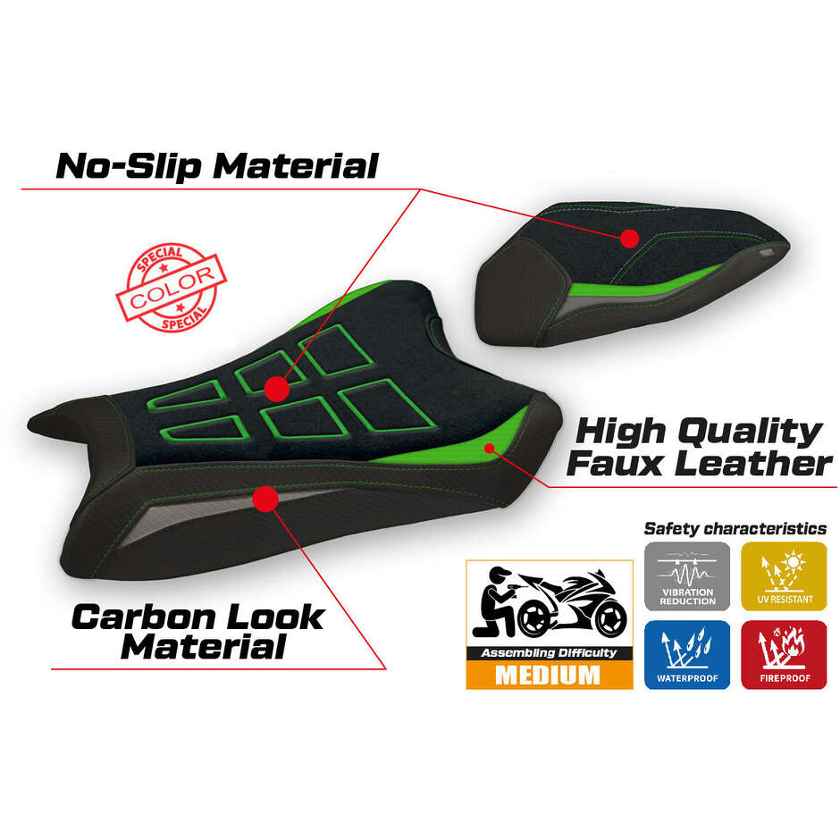 Rivestimento Sella TPZ Italia Specifico Per Kawasaki Ninja ZX 6 R 2019-2025 Modello Nelas Special Color Ultragrip