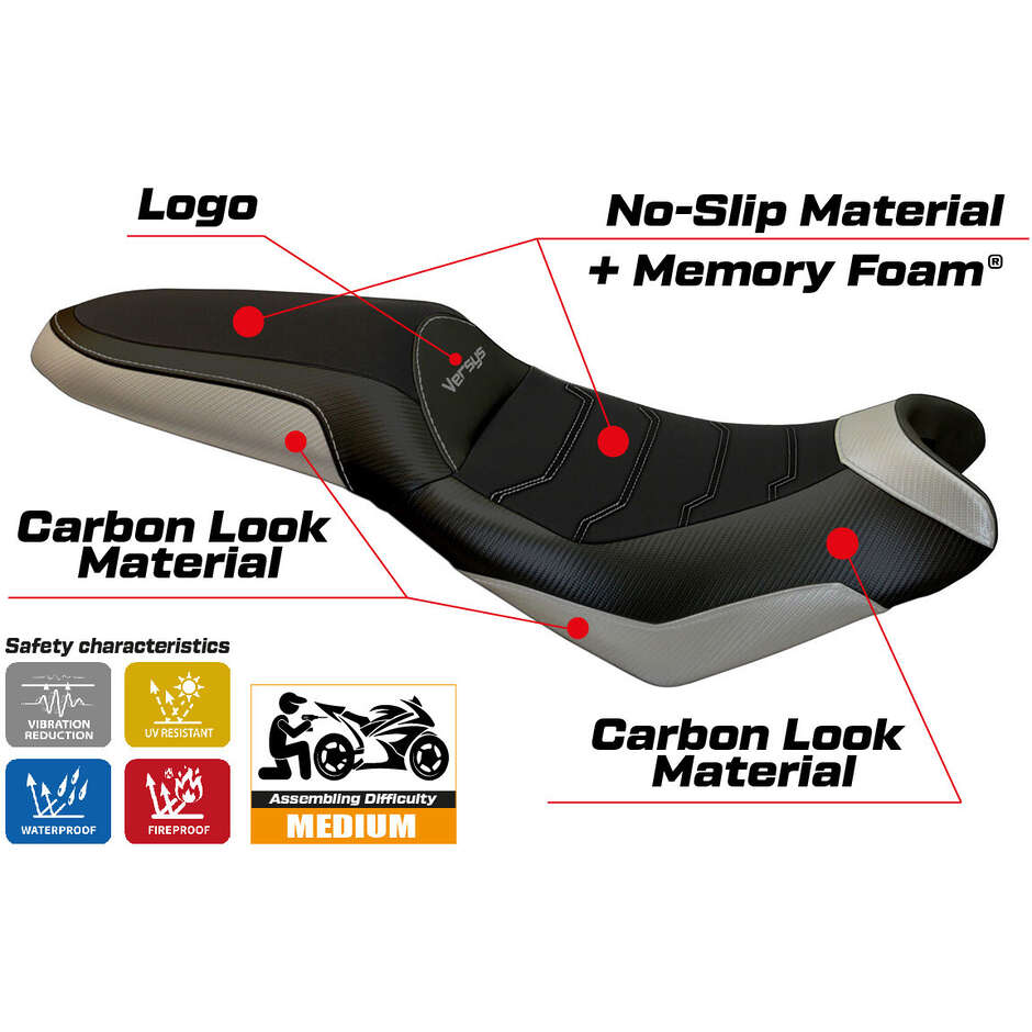 Rivestimento Sella TPZ Italia Specifico Per Kawasaki Versys 650 2007-2025 Modello Elba 2 Comfort System
