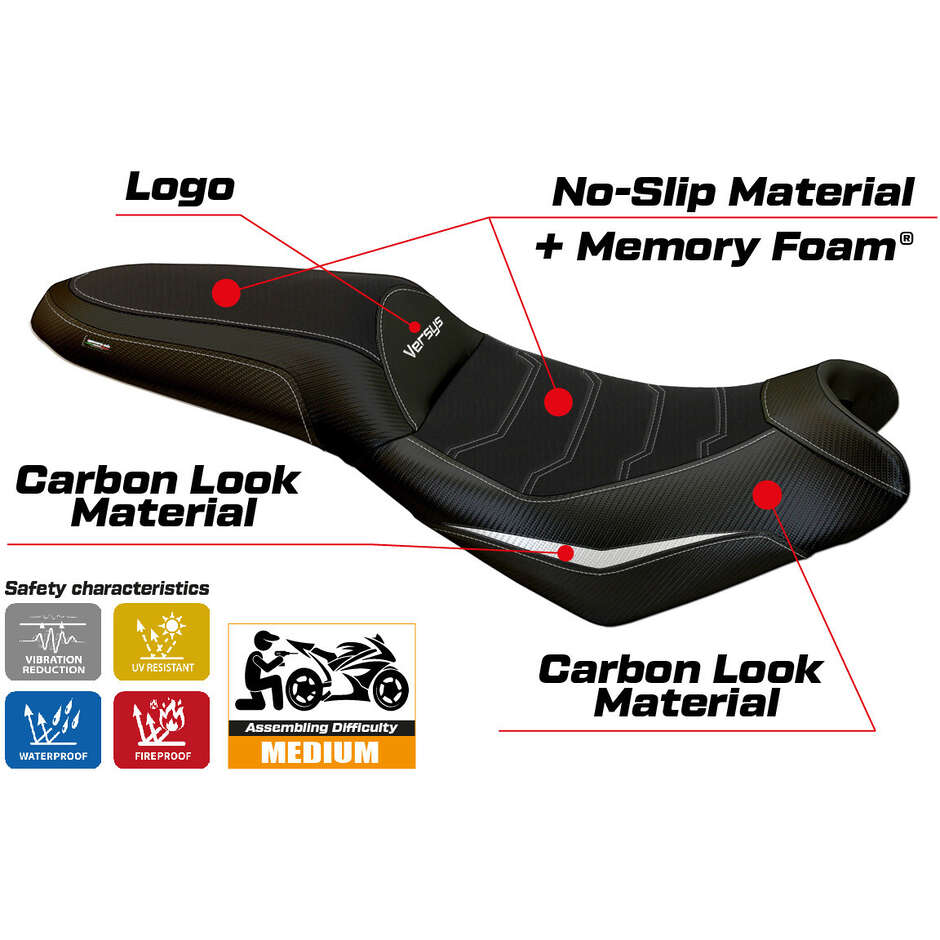 Rivestimento Sella TPZ Italia Specifico Per Kawasaki Versys 650 2007-2025 Modello Nasir Comfort System