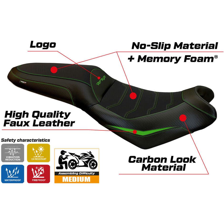 Rivestimento Sella TPZ Italia Specifico Per Kawasaki Versys 650 2007-2025 Modello Nasir Comfort System