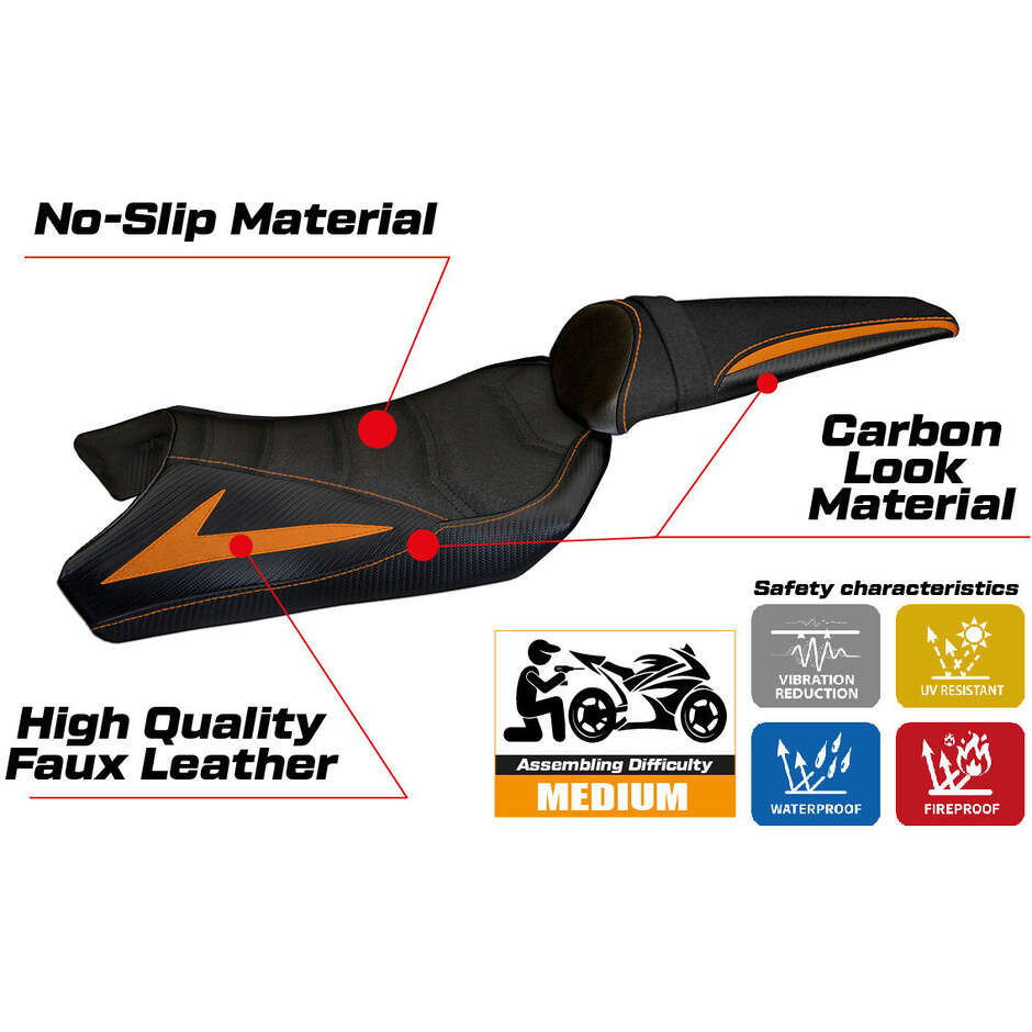 Rivestimento Sella TPZ Italia Specifico Per Kawasaki Z 1000 2010 - 2013 Modello Berna Total Black Ultragrip