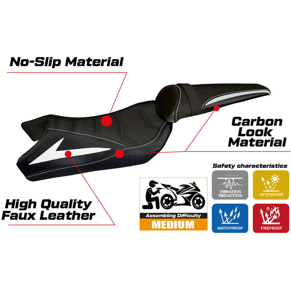 Rivestimento Sella TPZ Italia Specifico Per Kawasaki Z 1000 2010 - 2013 Modello Berna Total Black Ultragrip