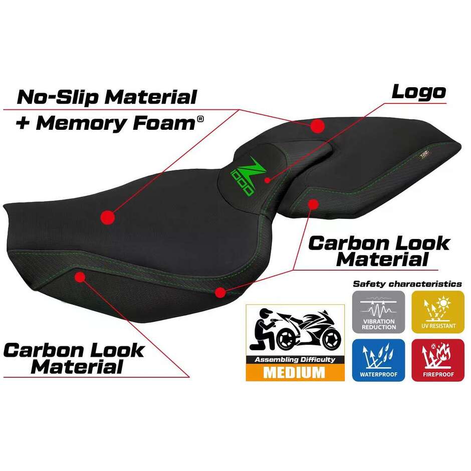 Rivestimento Sella TPZ Italia Specifico Per Kawasaki Z 1000 2014 - 2021 Modello Ellos 1 Comfort System