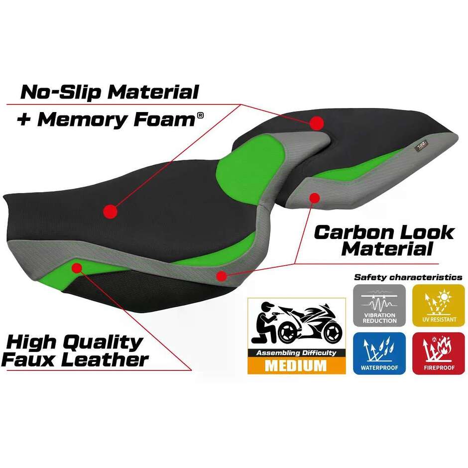 Rivestimento Sella TPZ Italia Specifico Per Kawasaki Z 1000 2014 - 2021 Modello Ellos 1 Comfort System