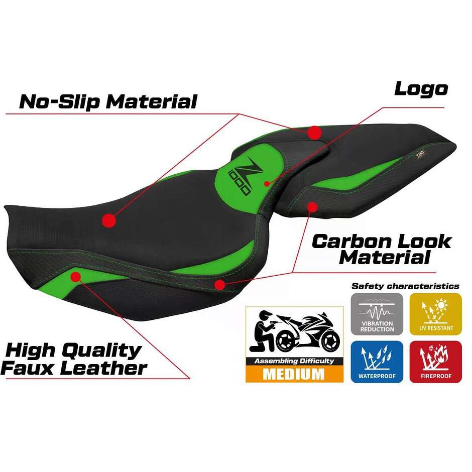 Rivestimento Sella TPZ Italia Specifico Per Kawasaki Z 1000 2014 - 2021 Modello Mellby 1