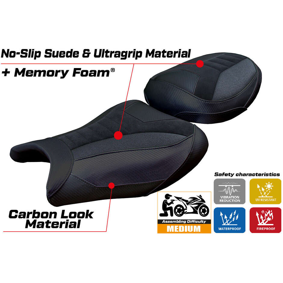 Rivestimento Sella TPZ Italia Specifico Per Suzuki GSX R 1300 Hayabusa 2008 - 2020 Modello Japan Velvet Ultragrip Comfort System